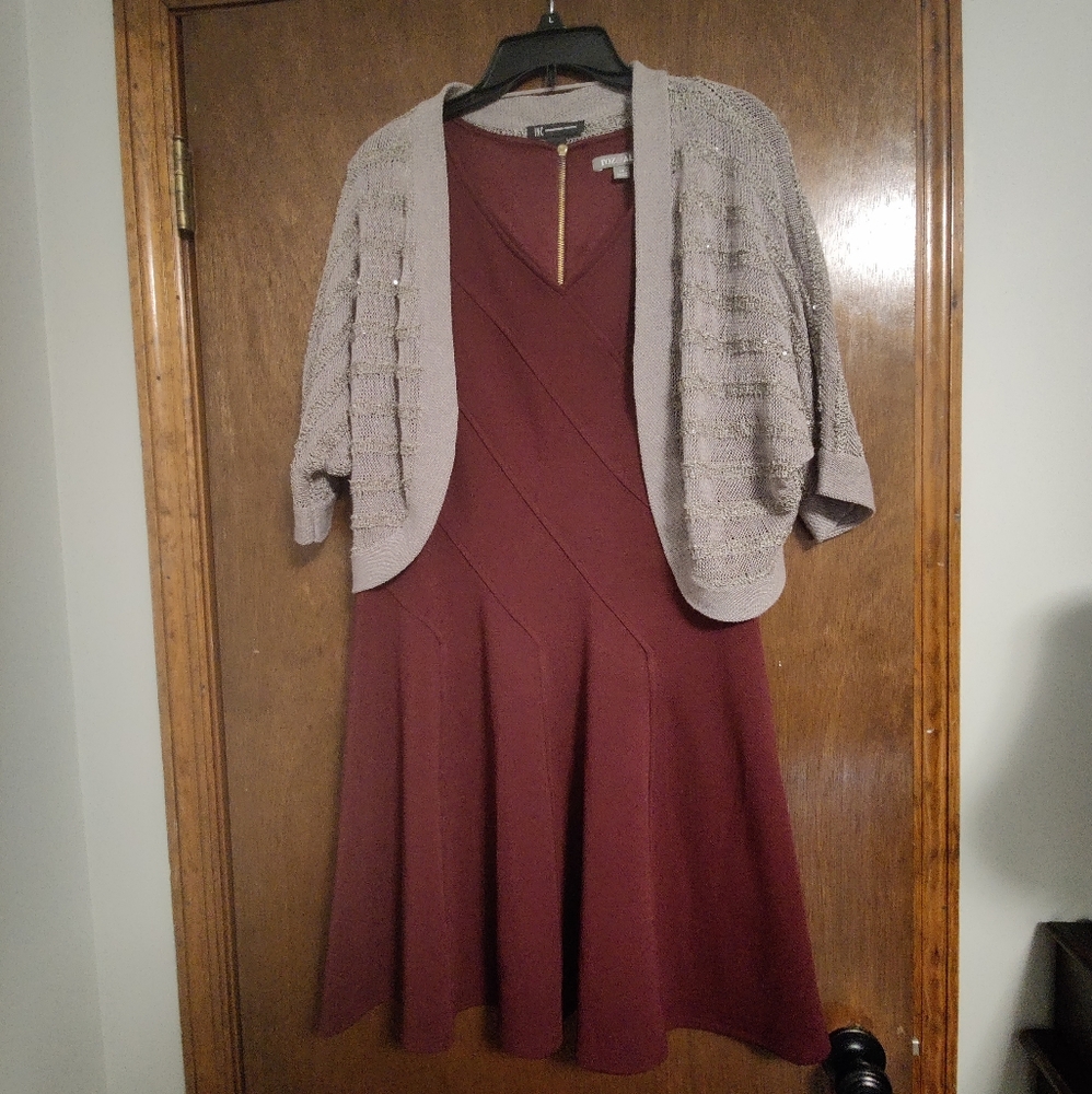 Roz & Ali sleeveless dress with INC (International Concept) shrug.